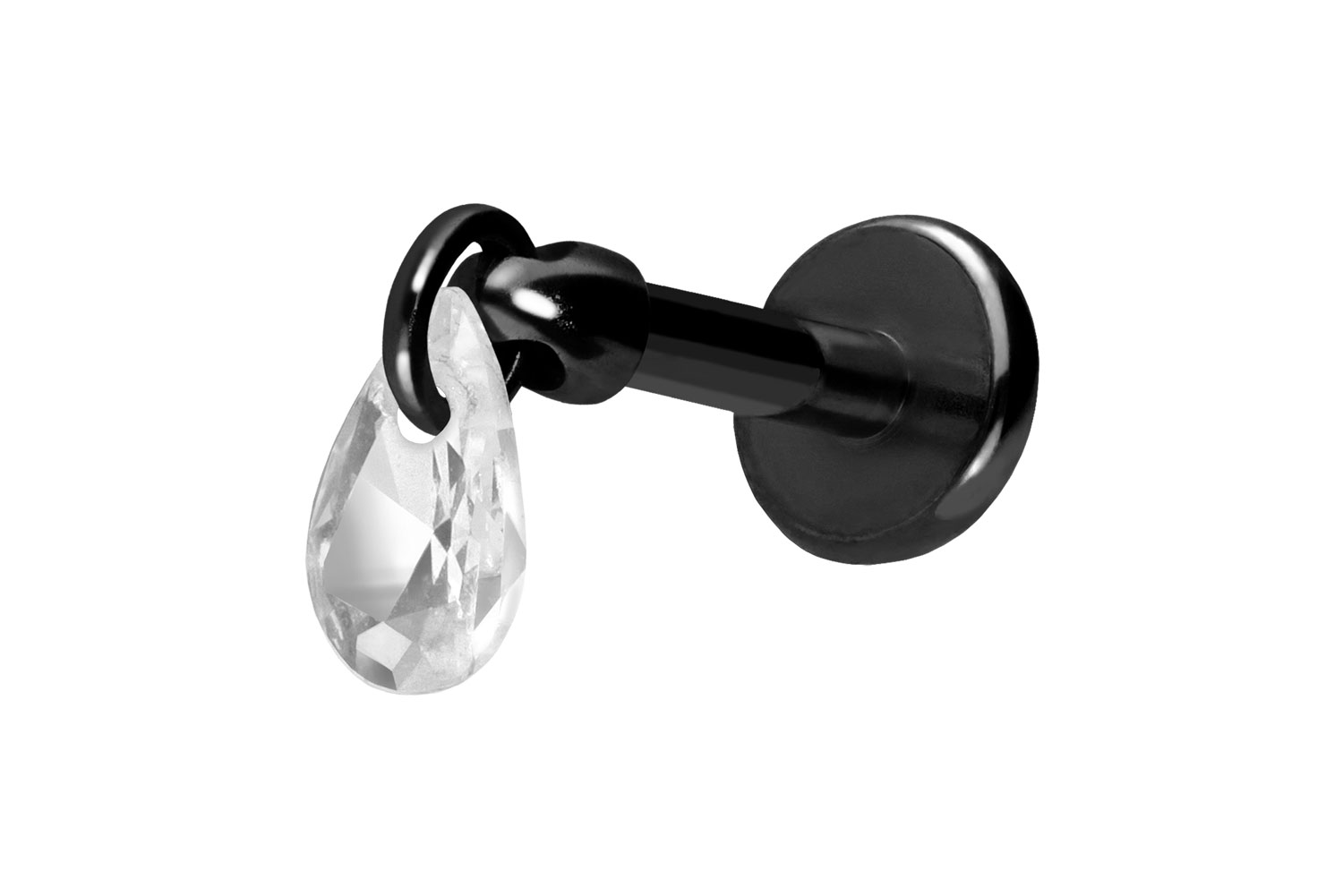 Titan Labret Piercing mit Push Fit KRISTALLTROPFEN